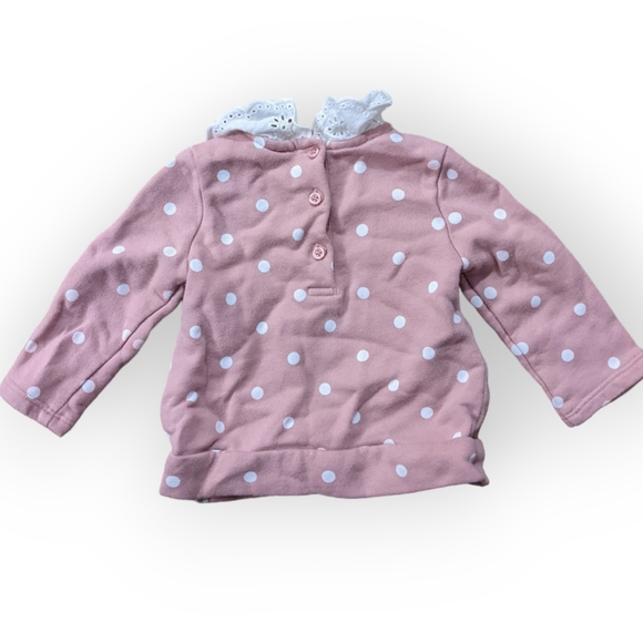 6-12 Months Baby Gap Pink with Polka Dots and Eyelet Peter Pan Collar - Picture 3 of 4